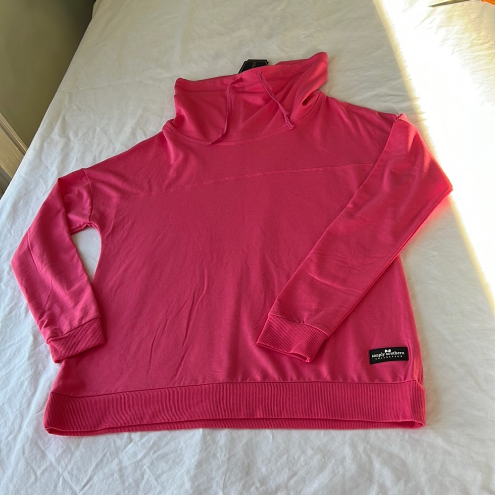Simply Southern women’s cowl neck pullover. NWT pink size medium.
